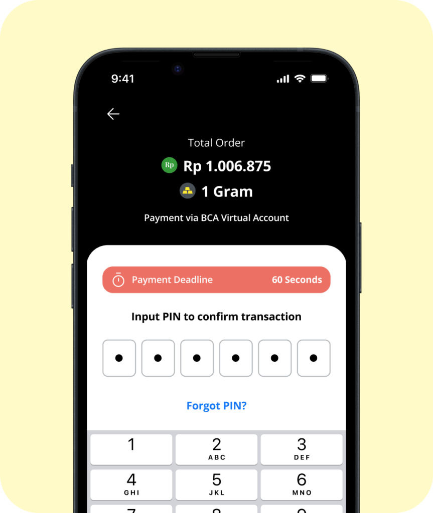 . Masukkan PIN kamu untuk menyelesaikan pembelian